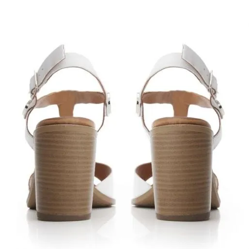 Lusia Off White Leather Women Moda In Pelle Heeled Sandals Lusia Off White Leather Women Moda In Pelle Heeled Sandals