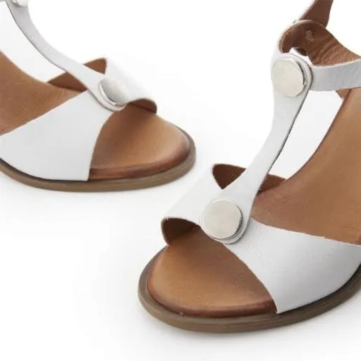 Lusia Off White Leather Women Moda In Pelle Heeled Sandals Lusia Off White Leather Women Moda In Pelle Heeled Sandals