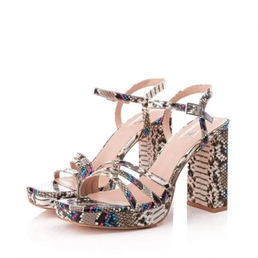 Madelynn Natural Snake Print Women Moda In Pelle Heeled Sandals Madelynn Natural Snake Print Women Moda In Pelle Heeled Sandals