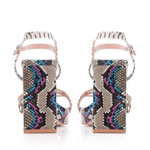 Madelynn Natural Snake Print Women Moda In Pelle Heeled Sandals Madelynn Natural Snake Print Women Moda In Pelle Heeled Sandals