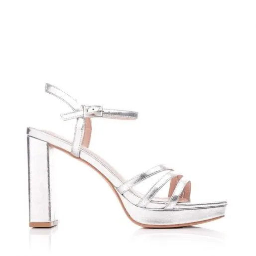 Madelynn Silver Porvair Women Moda In Pelle Heeled Sandals