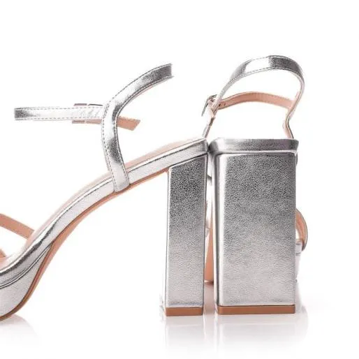 Madelynn Silver Porvair Women Moda In Pelle Heeled Sandals Madelynn Silver Porvair Women Moda In Pelle Heeled Sandals