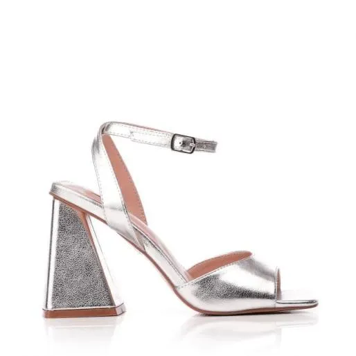 Maizie Silver Porvair Women Moda In Pelle Heeled Sandals
