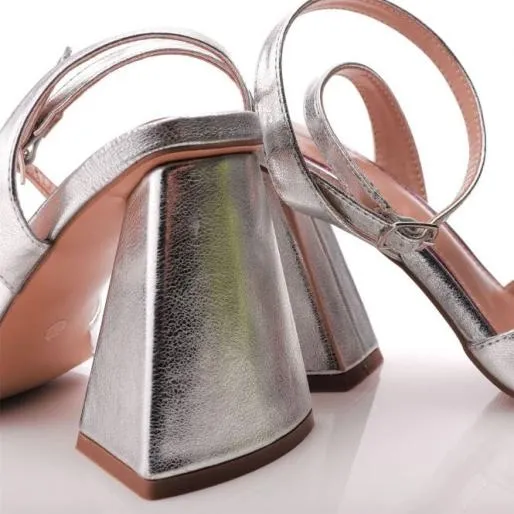 Maizie Silver Porvair Women Moda In Pelle Heeled Sandals Maizie Silver Porvair Women Moda In Pelle Heeled Sandals