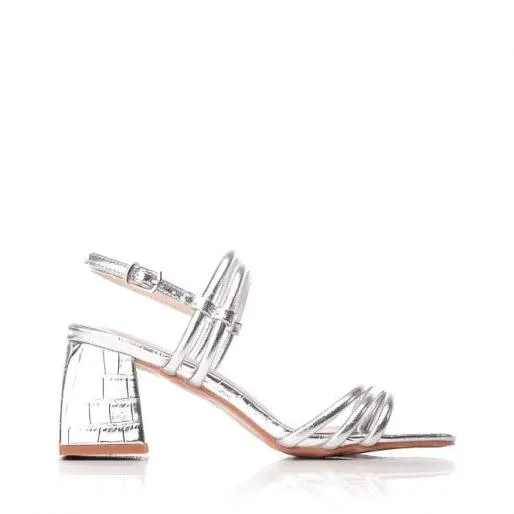 Maliqa Silver Patent Mocc Croc Women Moda In Pelle Heeled Sandals