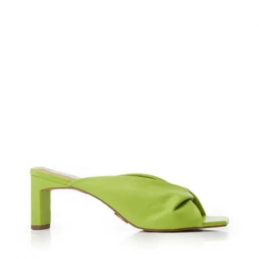 Maliyah Lime Green Leather Women Moda In Pelle Heeled Sandals