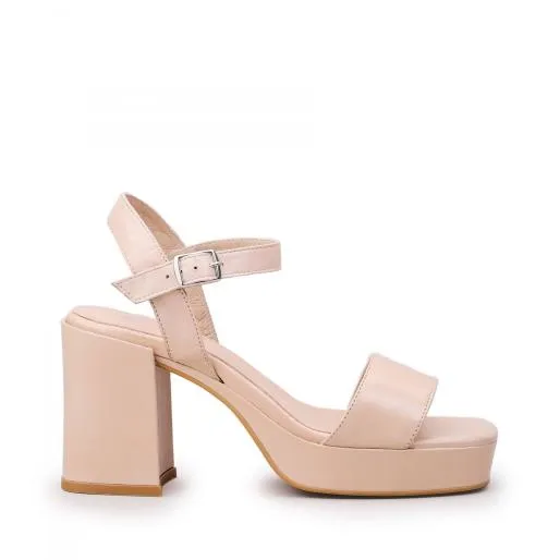 Marciana Off White Leather Women Moda In Pelle Heeled Sandals