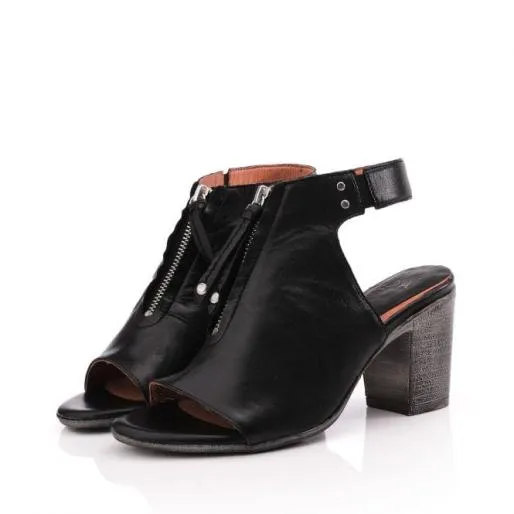 Mareen Black Leather Women Moda In Pelle Heeled Sandals Mareen Black Leather Women Moda In Pelle Heeled Sandals
