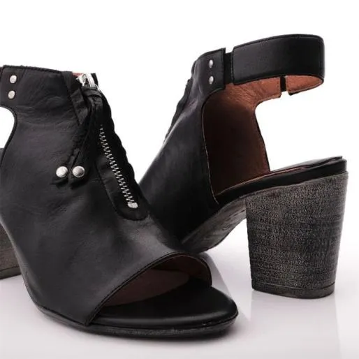 Mareen Black Leather Women Moda In Pelle Heeled Sandals Mareen Black Leather Women Moda In Pelle Heeled Sandals