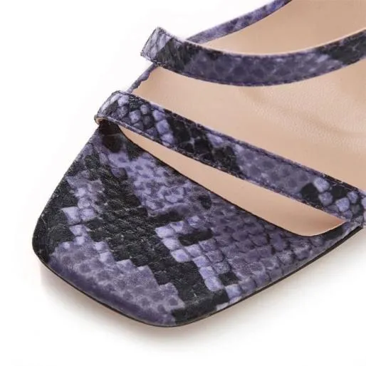 Marleah Lilac Snake Print Women Moda In Pelle Heeled Sandals Marleah Lilac Snake Print Women Moda In Pelle Heeled Sandals