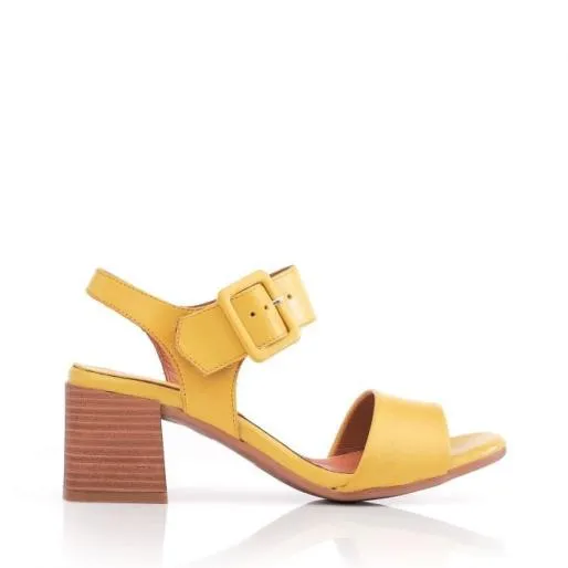 Mellani Yellow Leather Women Moda In Pelle Heeled Sandals