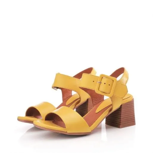 Mellani Yellow Leather Women Moda In Pelle Heeled Sandals Mellani Yellow Leather Women Moda In Pelle Heeled Sandals