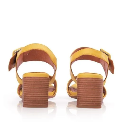 Mellani Yellow Leather Women Moda In Pelle Heeled Sandals Mellani Yellow Leather Women Moda In Pelle Heeled Sandals