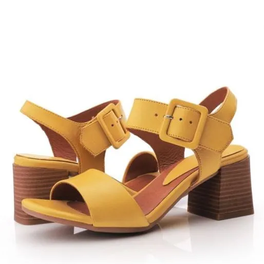 Mellani Yellow Leather Women Moda In Pelle Heeled Sandals Mellani Yellow Leather Women Moda In Pelle Heeled Sandals