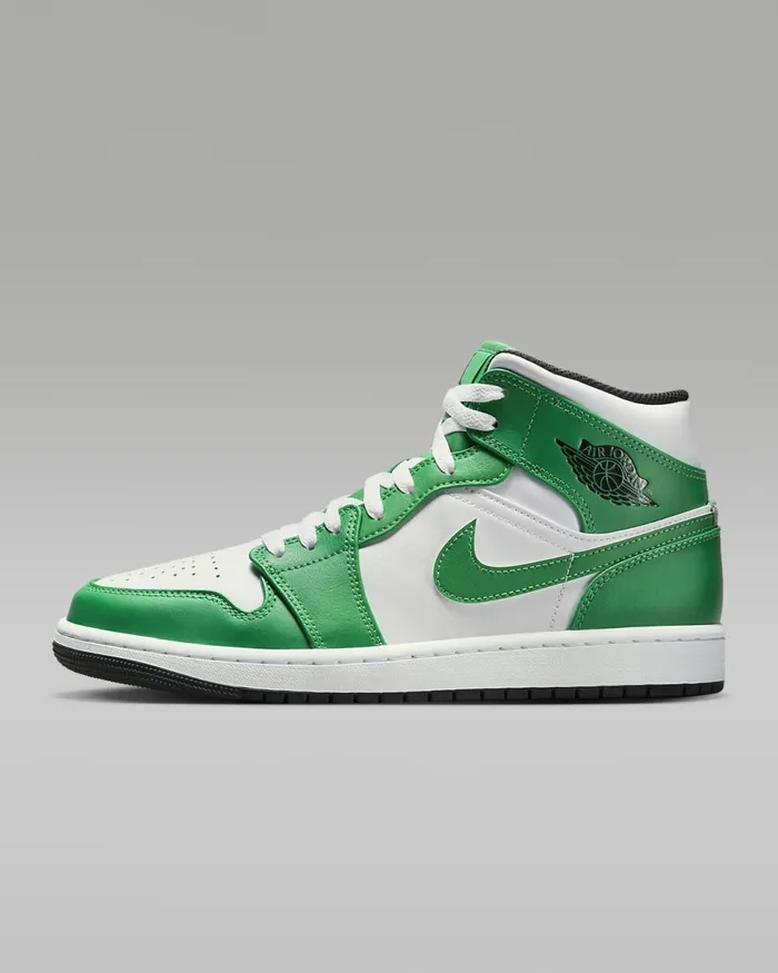 Men Air Jordan 1 Mid Lucky Greenwhiteblack Nike Jordan