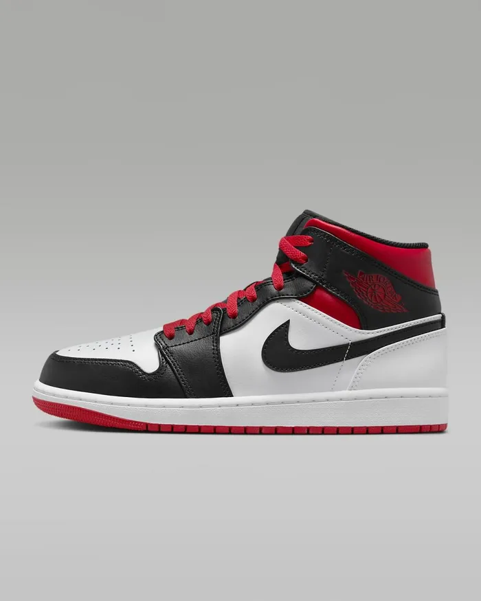 Men Air Jordan 1 Mid Whiteblackgym Red Nike Lifestyle