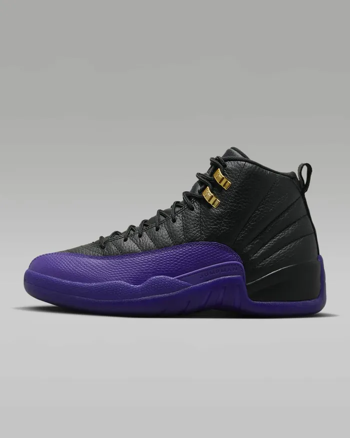 Men Air Jordan 12 Retro Blackmetallic Goldtaxifield Purple Nike Lifestyle