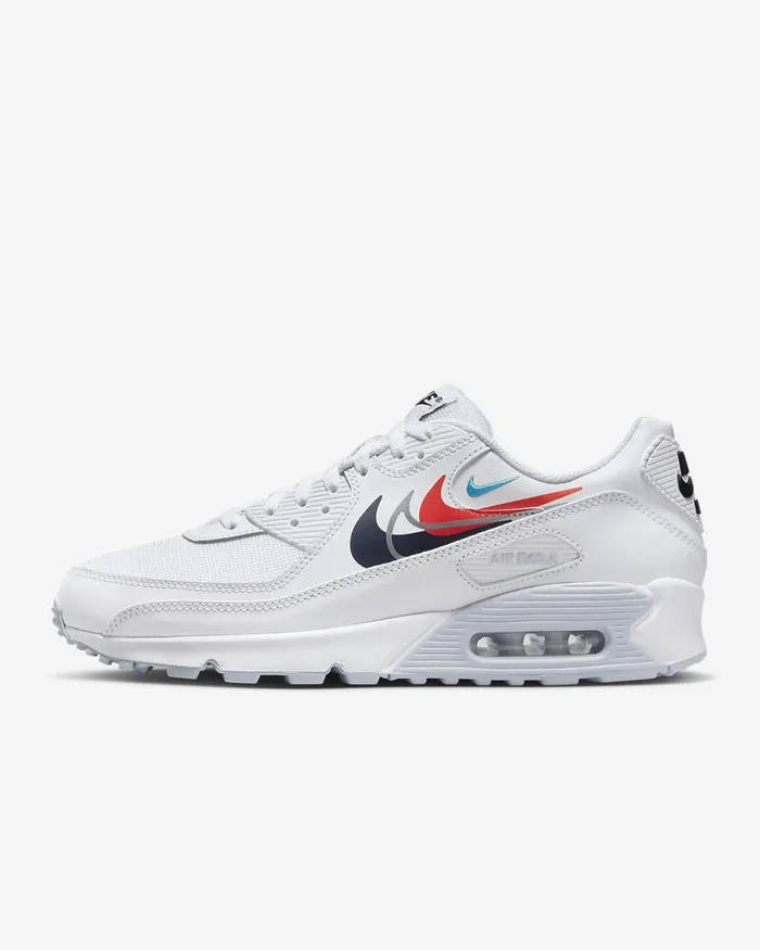 Men Air Max 90 Whitebright Crimsonfootball Greymidnight Navy Nike Lifestyle
