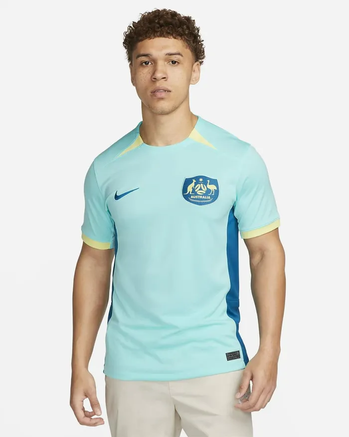 Men Australia 2023 Stadium Away Hyper Turquoisegreen Abysslight Citrongreen Abyss Nike Tops And TShirts