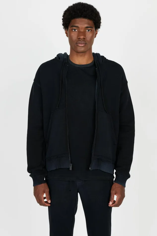 Men Bronx Zip Hoodie Vintage Black COTTON CITIZEN Sweatshirts