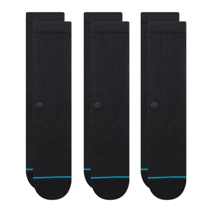 Men Butter Blend Crew Socks 3 Pack Shelter 8211 Black Stance Crew