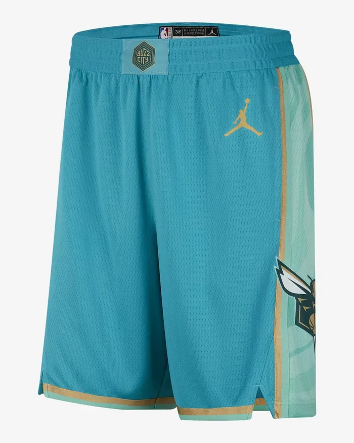 Men Charlotte Hornets 202324 City Edition Rapid Tealclub Gold Nike Shorts