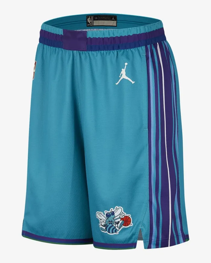 Men Charlotte Hornets Hardwood Classics 202324 Rapid Tealwhite Nike Shorts
