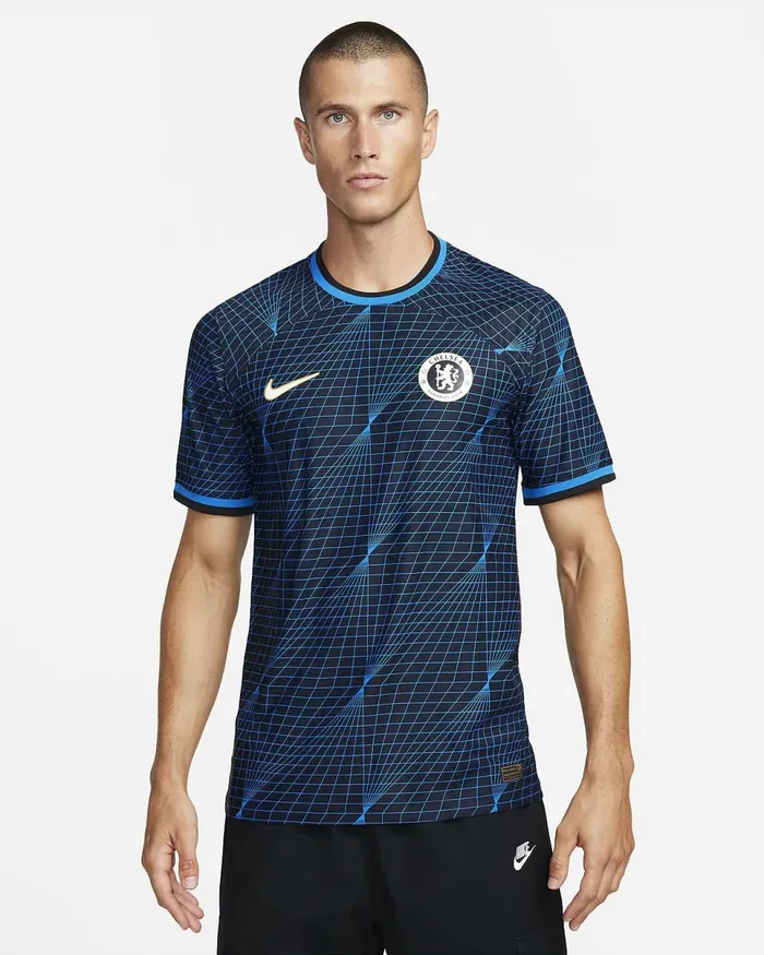 Men Chelsea FC 202324 Match Away Soarclub Goldwhite Nike Kits And Jerseys