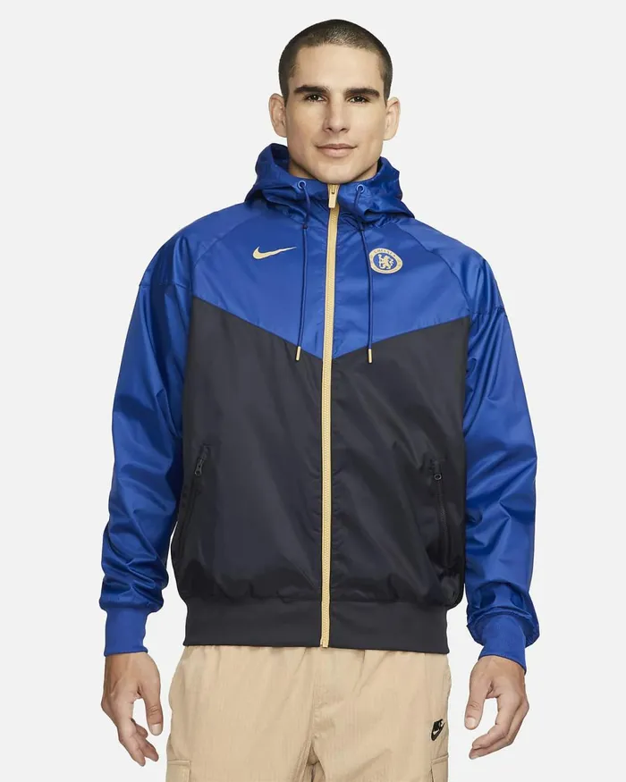 Men Chelsea FC Sport Essentials Windrunner Rush Bluepitch Blueclub Gold Nike Jackets
