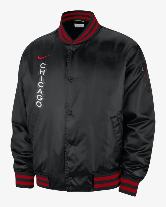 Men Chicago Bulls 202324 City Edition Blackblackuniversity Red Nike Jackets