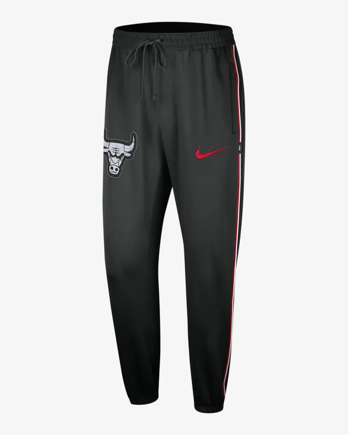 Men Chicago Bulls Showtime City Edition Blackuniversity Redwhite Nike Trousers And Tights
