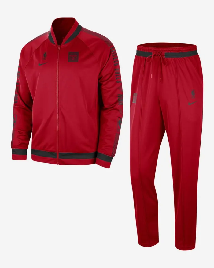 Men Chicago Bulls Starting 5 University Redblack Nike Tracksuits