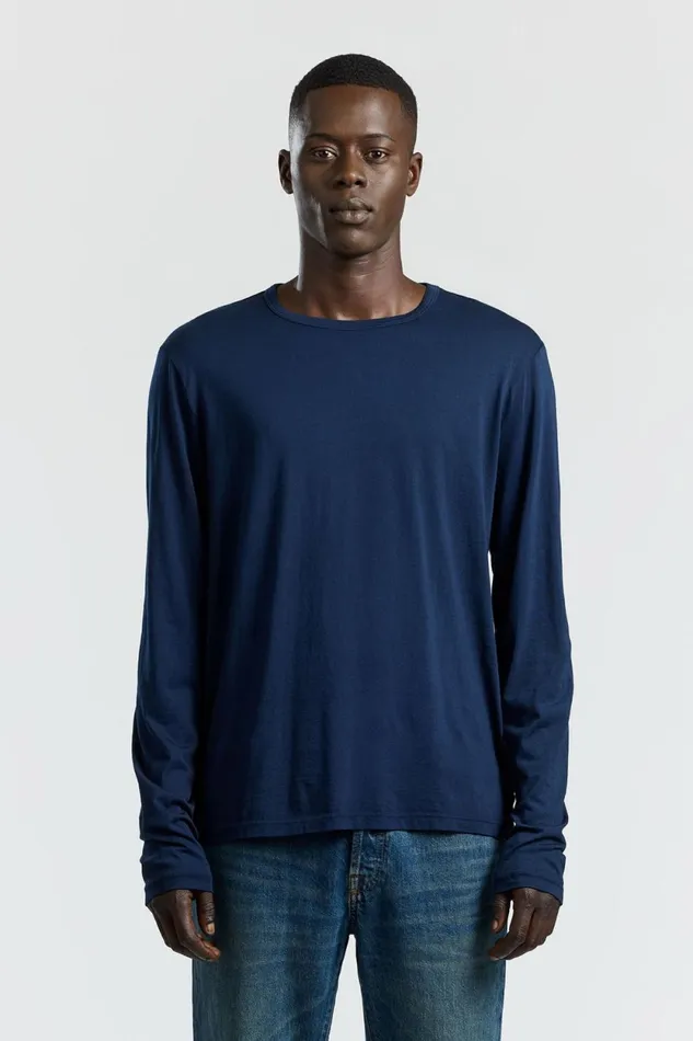 Men Classic Crew Long Sleeve Shirt Super Navy COTTON CITIZEN Shirts