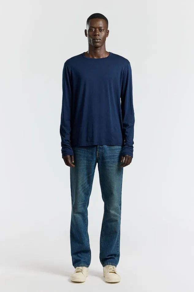 Men Classic Crew Long Sleeve Shirt Super Navy COTTON CITIZEN Shirts