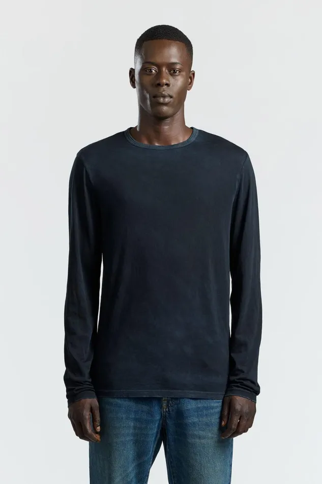 Men Classic Crew Long Sleeve Shirt Vintage Black COTTON CITIZEN Shirts