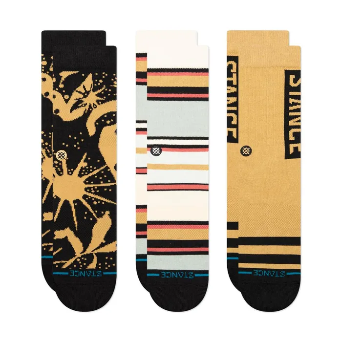 Men Cotton Crew Socks 3 Pack Dunes 8211 Blackbrown Stance Crew