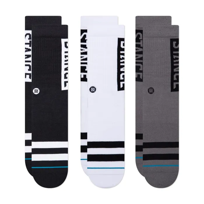 Men Cotton Crew Socks 3 Pack Og 8211 Blackwhite Stance Crew