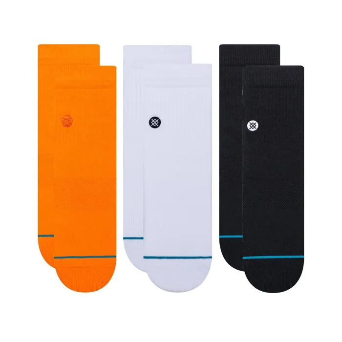 Men Cotton Quarter Socks 3 Pack Icon 8211 Orange Multi Stance Quarter