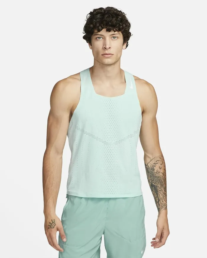 Men DriFit Adv Aeroswift Jade Icewhite Nike Tops And TShirts