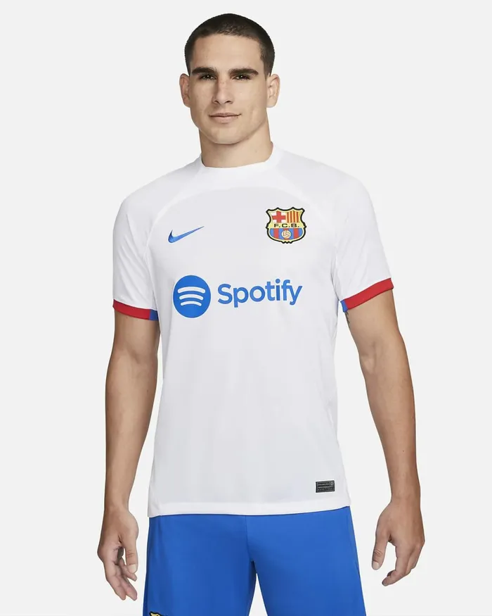 Men FC Barcelona 202324 Stadium Away Whiteroyal Blueuniversity Redroyal Blue Nike Kits And Jerseys Men FC Barcelona 202324 Stadium Away Whiteroyal Blueuniversity Redroyal Blue Nike Kits And Jerseys