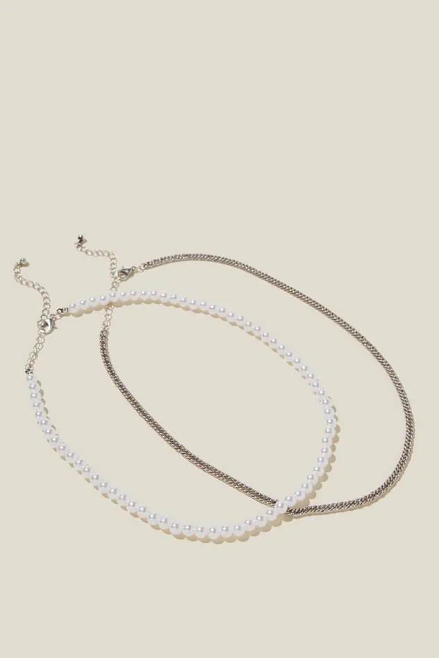 Men Gifting Cotton On Chain Necklace Chainpearlsilver