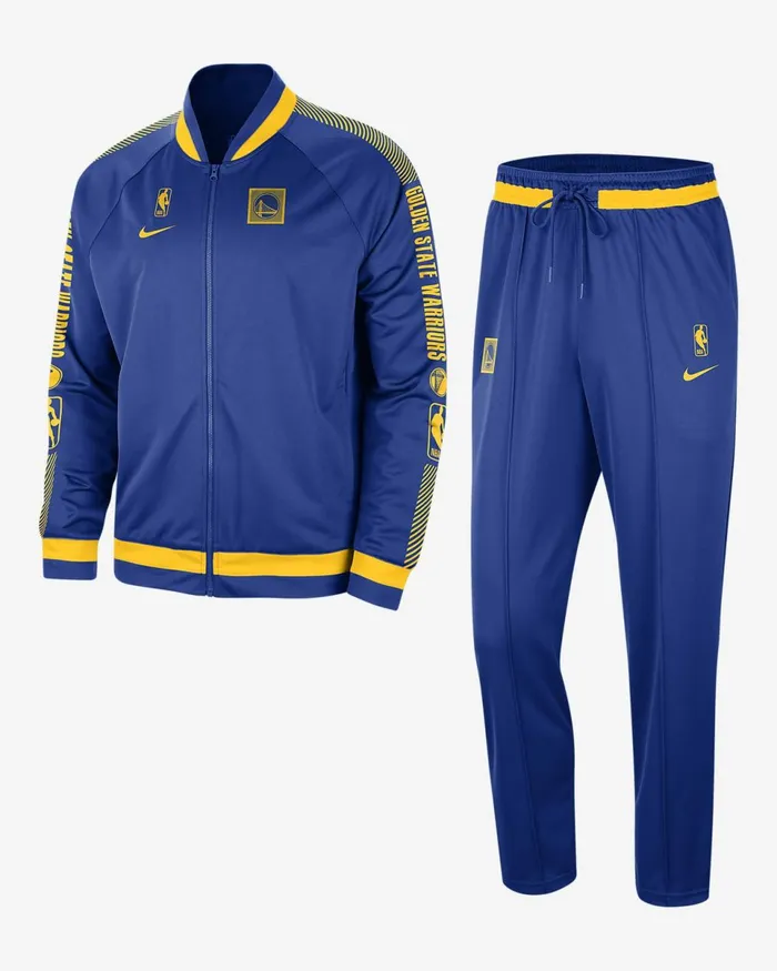 Men Golden State Warriors Starting 5 Rush Blueamarillo Nike Tracksuits