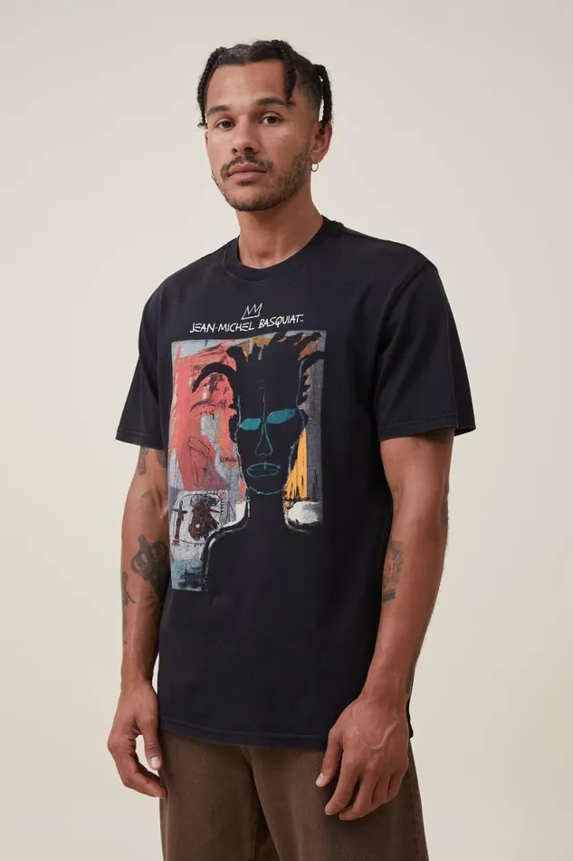 Men Graphic TShirts Cotton On Basquiat Loose Fit TShirt Lcn Bsq Blackportrait Men Graphic TShirts Cotton On Basquiat Loose Fit TShirt Lcn Bsq Blackportrait
