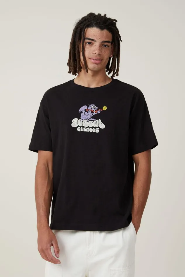 Men Graphic TShirts Cotton On Loose Fit Art TShirt Blacksecond Chances