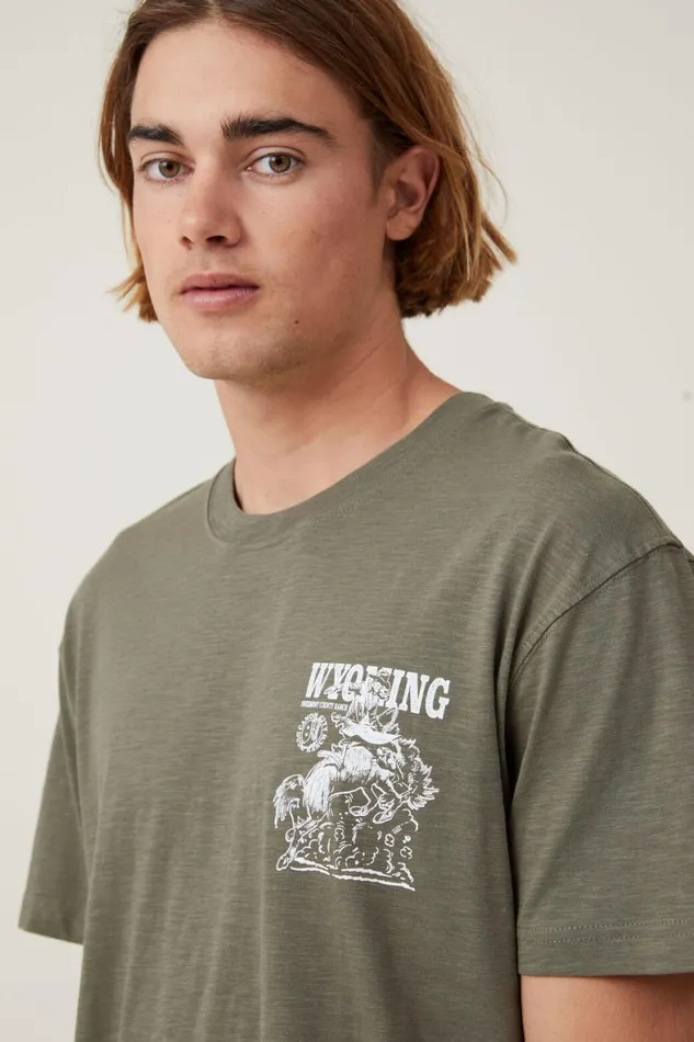 Men Graphic TShirts Cotton On Loose Fit Graphic TShirt Militarywyoming Ranch