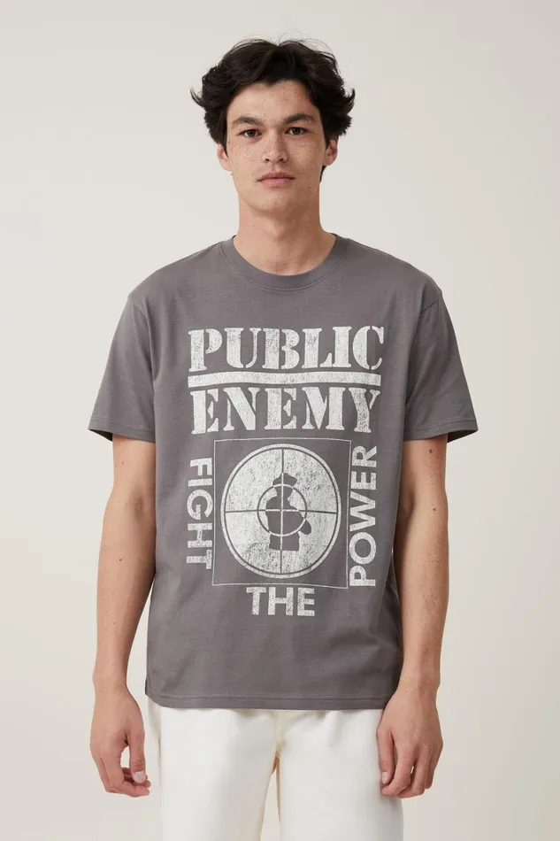 Men Graphic TShirts Cotton On Loose Fit Music TShirt Lcn Bra Slate Stonepublic Enemypower Men Graphic TShirts Cotton On Loose Fit Music TShirt Lcn Bra Slate Stonepublic Enemypower