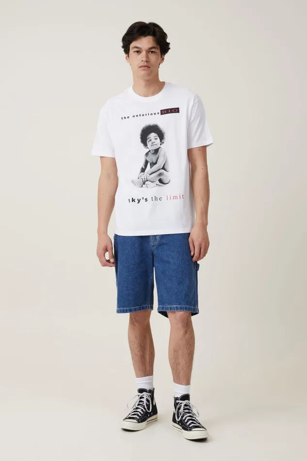 Men Graphic TShirts Cotton On Loose Fit Music TShirt Lcn Mt Whitebiggieready To Die