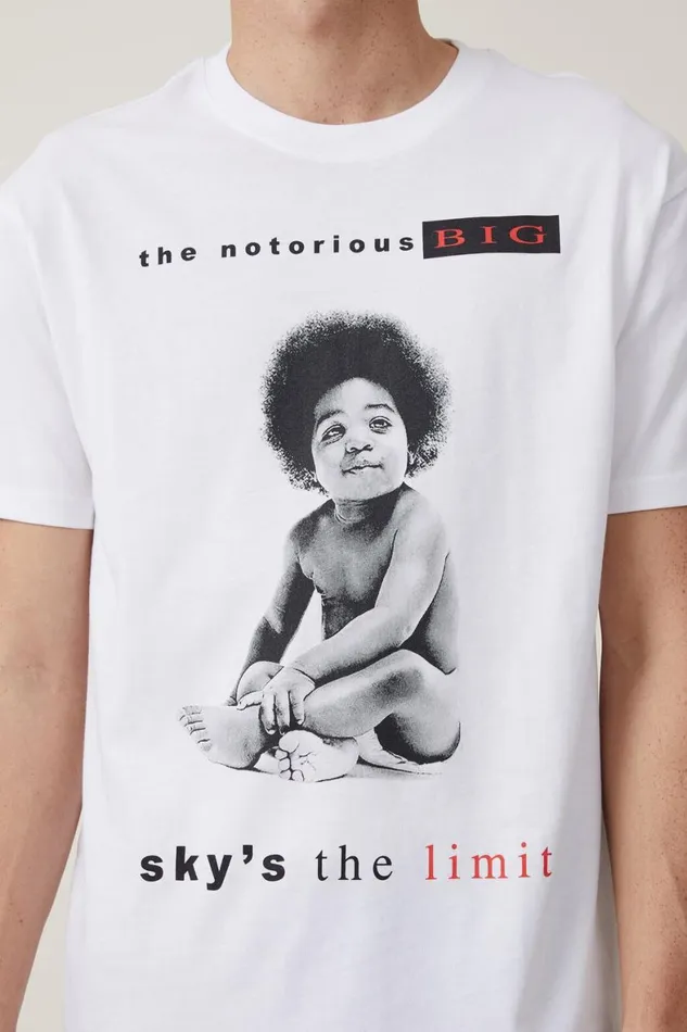 Men Graphic TShirts Cotton On Loose Fit Music TShirt Lcn Mt Whitebiggieready To Die