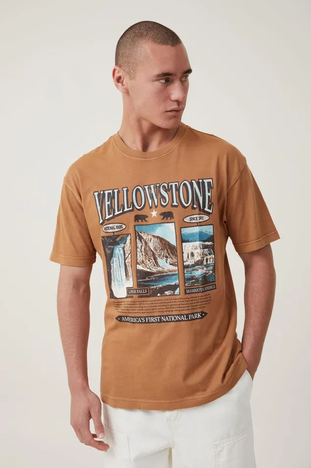Men Graphic TShirts Cotton On Premium Loose Fit Art TShirt Gingeryellowstone Geyser Men Graphic TShirts Cotton On Premium Loose Fit Art TShirt Gingeryellowstone Geyser