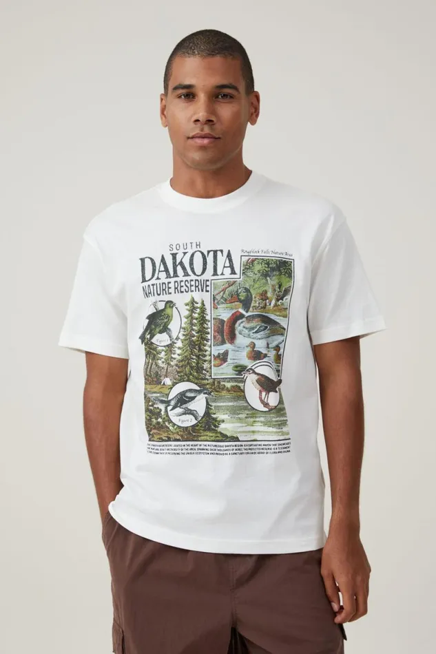 Men Graphic TShirts Cotton On Premium Loose Fit Art TShirt Vintage Whitesouth Dakota Men Graphic TShirts Cotton On Premium Loose Fit Art TShirt Vintage Whitesouth Dakota